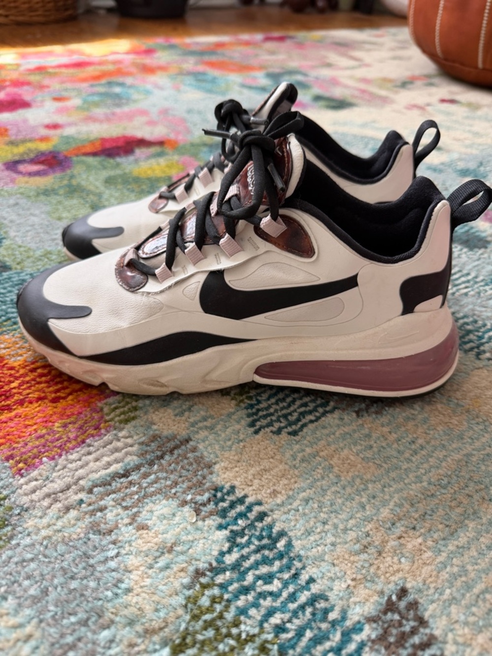 Nike Women’s React 270 Sneakers White Black with Pink and Tortioseshell